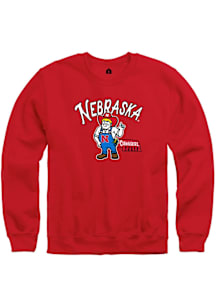 Rally Nebraska Cornhuskers Mens Red Herbie Corn State Long Sleeve Crew Sweatshirt