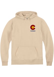 Colorado Mens Tan Embroidered Patch Long Sleeve Hoodie