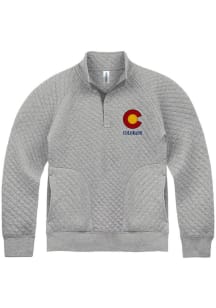 Colorado Mens Grey Embroidered Patch Version Long Sleeve 1/4 Zip Pullover