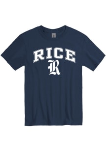 Rice Owls Navy Blue Arch Mascot Short Sleeve T Shirt