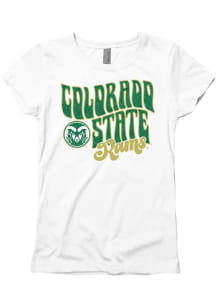 Colorado State Rams Girls White Glitter Vibe Short Sleeve Tee