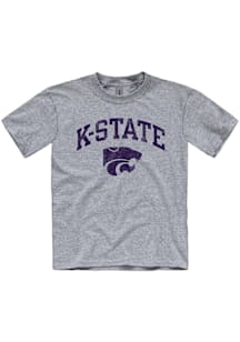 K-State Wildcats Youth Grey Powercat Short Sleeve T-Shirt