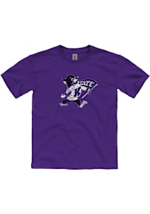 K-State Wildcats Youth Purple Rubbed Logo Short Sleeve T-Shirt