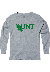 North Texas Mean Green Youth Grey Big Logo Long Sleeve T-Shirt