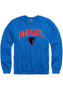 DePaul Blue Demons Mens Blue Arch Mascot Long Sleeve Crew Sweatshirt