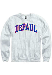 DePaul Blue Demons Mens Ash Arch Name Long Sleeve Crew Sweatshirt