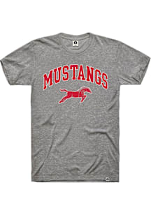 Rally St Joe Mustangs Grey Arch Mascot Logo Short Sleeve Fashion T Shirt