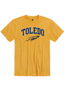 Rally Toledo Rockets Gold Arch Mascot Short Sleeve Fashion T Shirt