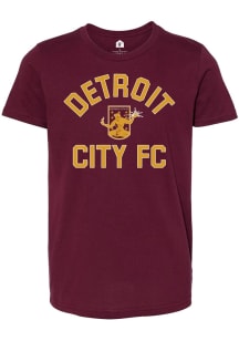 Rally Detroit City FC Youth Maroon #1 Design Short Sleeve T-Shirt