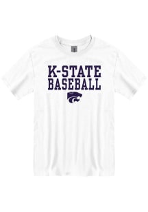 K-State Wildcats White Baseball Stacked Short Sleeve T Shirt