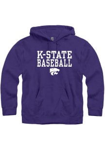 K-State Wildcats Mens Purple Baseball Stacked Long Sleeve Hoodie