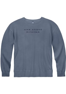 Ann Arbor Mens Blue Wordmark Long Sleeve Crew Sweatshirt