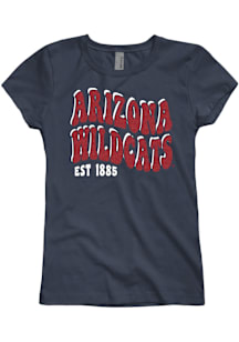 Arizona Wildcats Girls Navy Blue Warping Sparkle Short Sleeve Tee