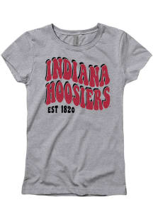 Girls Grey Indiana Hoosiers Warping Sparkle Short Sleeve T-Shirt