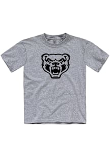 Oakland University Golden Grizzlies Youth Grey Black Logo Short Sleeve T-Shirt