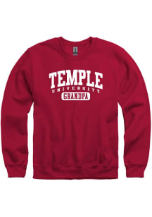 Temple Owls Mens Cardinal Grandpa Pill Long Sleeve Crew Sweatshirt