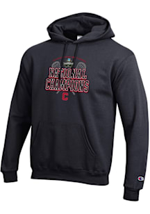 Champion Cornell Big Red Mens Black 2025 Mens Lacrosse National Champions Powerblend Long Sleeve H..