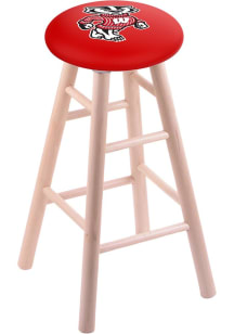 Brown Wisconsin Badgers Mascot Round Cushion Maple Pub Stool