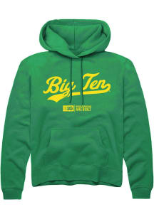 Mens Big Ten Kelly Green Rally Script Hooded Sweatshirt