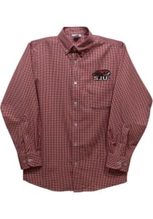 Vive La Fete Saint Josephs Hawks Toddler Cardinal Gingham Long Sleeve Polo