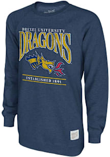 Original Retro Brand Drexel Dragons Mens Navy Blue Softee Long Sleeve Fashion Sweatshirt