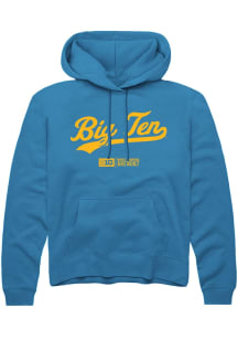 Mens Big Ten Blue Rally Script Hooded Sweatshirt