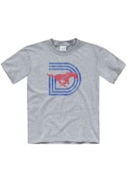 SMU Mustangs Youth Grey D Throwback Logo Short Sleeve T-Shirt