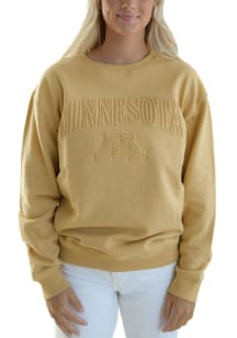 Womens Minnesota Golden Gophers Gold Gameday Social Easley Crew Sweatshirt