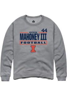 Patrick Mahoney III Rally Mens Graphite Illinois Fighting Illini NIL Stacked Box Player Crew