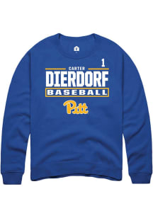 Carter Dierdorf Rally Mens Blue Pitt Panthers NIL Stacked Box Player Crew