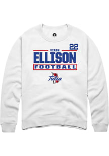 Viron Ellison Rally Mens White Tulsa Golden Hurricane NIL Stacked Box Player Crew