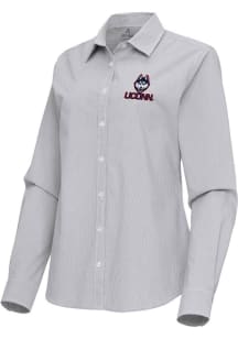 Antigua UConn Huskies Womens Porter Long Sleeve Ash Dress Shirt