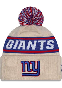 New Era New York Giants White DL Team Slogan Pom Cuff Mens Knit Hat