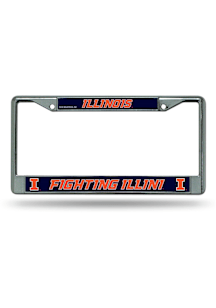 Illinois Fighting Illini Decal Chrome License Plate Frame - Silver