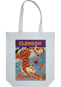 Clemson Tigers White Canvas Tote
