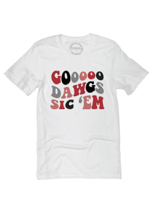 Georgia Bulldogs Womens White Groovy Short Sleeve T-Shirt