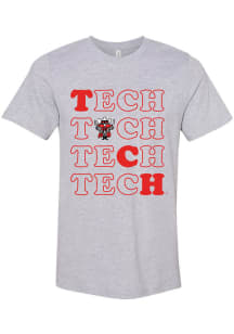 Texas Tech Red Raiders Womens Grey Stacked Short Sleeve T-Shirt