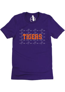 Clemson Tigers Womens Purple Script Short Sleeve T-Shirt