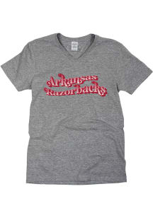 Arkansas Razorbacks Womens Grey Retro Wave Short Sleeve T-Shirt