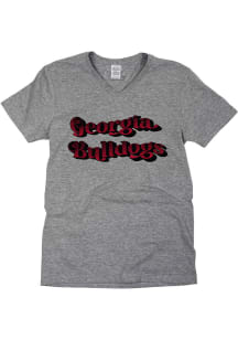 Georgia Bulldogs Womens Grey Retro Wave Short Sleeve T-Shirt