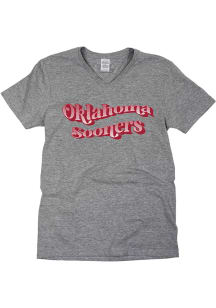 Oklahoma Sooners Womens Grey Retro Wave Short Sleeve T-Shirt