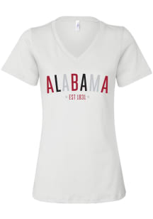 Alabama Crimson Tide Womens White Star Arch Short Sleeve T-Shirt