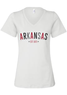 Arkansas Razorbacks Womens White Star Arch Short Sleeve T-Shirt