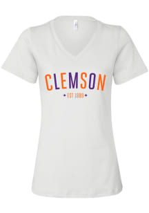 Clemson Tigers Womens White Star Arch Short Sleeve T-Shirt