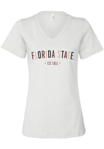 Florida State Seminoles Womens White Star Arch Short Sleeve T-Shirt