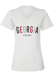 Georgia Bulldogs Womens White Star Arch Short Sleeve T-Shirt