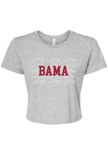 Alabama Crimson Tide Womens Grey Script Crop Short Sleeve T-Shirt