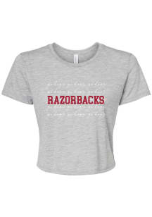 Arkansas Razorbacks Womens Grey Script Crop Short Sleeve T-Shirt