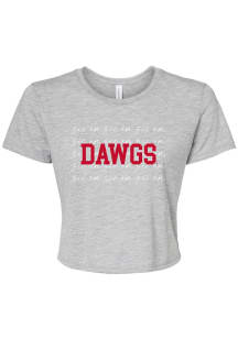 Georgia Bulldogs Womens Grey Script Crop Short Sleeve T-Shirt