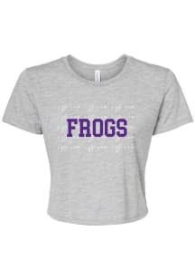 TCU Horned Frogs Womens Grey Script Crop Short Sleeve T-Shirt